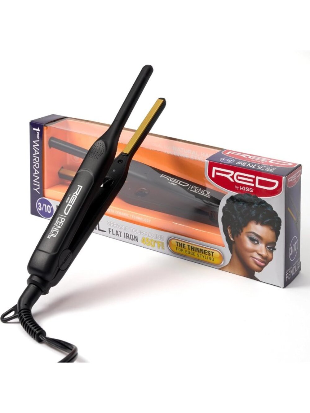 Ceramic Tourmaline Flat Iron for Short Hair, 0.3" Pencil Hair Straightener, Fast